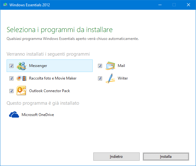 installare windows live essential